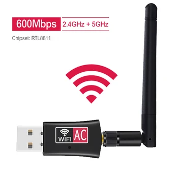 Bežični WiFi USB Adapter AC600 RTL8811CU dual-band 600 Mb/s 2,4 Ghz I 5 Ghz Antena PC/tablet Mrežna kartica Prijemnik 802.11 b/je n/g/ac