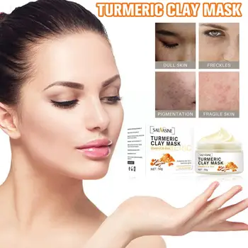 50 g Kurkume Anti-Akne Blato Čišćenje Mitesera Njegu Kože Ton Lica Glina Za Pranje Lica Posvjetljuje Čistu Турму G5h8
