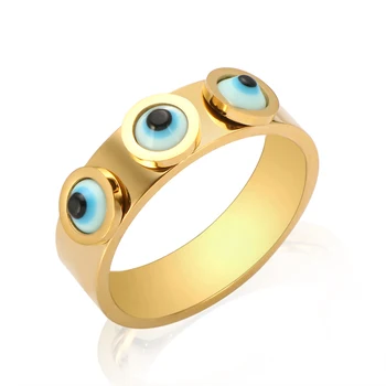 Novi Trendi Sretan Plave Oči Prsten Zlatne Boje Prsten Za Žene, Muškarce I Prsten Od Nehrđajućeg Čelika Modni Nakit Poklon