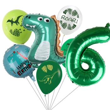 7 kom., novi slatka dinosaur, balon od aluminijske folije, 12 cm, мультяшный птерозавр, skup lateks balona za dječji rođendan, dekor...