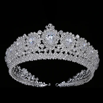 Hadiyana Nova Luksuzna Vjenčanje Crown Vijenac Tijara S Kristalima Cirkonij Elegantne Ženske Tiaras i Krune Za Bujnom Zurke BC3232