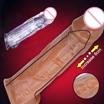 Silikonska Cijev Penisa Rukava Odgađanje Ejakulacije Kondom Seks-Igračke Za Muškarce Odrasle Erotske Igre Alati Muški Povećanje Dildo