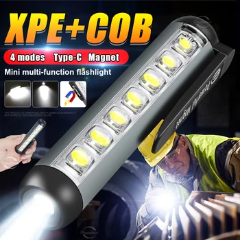 Najnoviji Mini Led Svjetiljka COB + XPE Punjiva Lampa Ugrađena Baterija Svjetiljka velike Snage USB Ručne Svjetiljke S Magnetnim