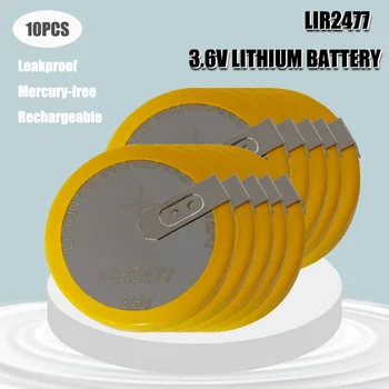 10ШТ LIR2477 punjiva litij baterija 3,6 v horizontalna izravna svjetiljke ножка s tipkom za lemljenje Baterije
