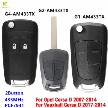 KEYECU Zamjena Redateljski Daljinski Privjesak 2Btn 433 Mhz PCF7941 za Opel/Vauxhall Corsa D 2007-2014 G1-AM433TX G2-AM433TX G4-AM433TX