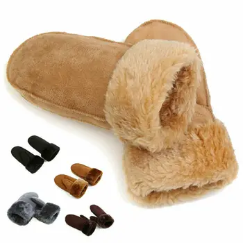 Zimske ženske vunene rukavice, rukavice od prirodne kože, ženske kožne rukavice, topla topla slatka ženske rukavice od janjeće kože, ulica