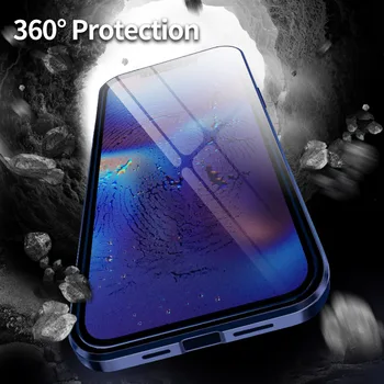 2022 Novi 360 Dvostrani Stakleni Magnetski Metalni Torbicu Za iPhone 11 12 13 Pro Max Mini, Zaštitna Torbica Za cijelo Tijelo, Torbica