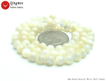 Qingmos 6 mm Prirodni Okrugla Bijela Morska Umivaonik Slobodan Perle za Izradu Nakita Ogrlica Narukvica Naušnice DIY Slobodne Teme 15 