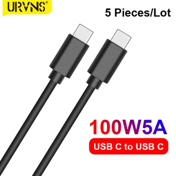 URVNS 100 W [5 kom 3,3 ft] PD 5A QC Brzo Punjenje preko USB-C do USB Type C Kabel, USB-C Kabel za Prijenos Podataka Punjač za Telefon, Tableta MacBook