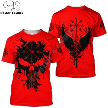 2022 Ljetna majica Viking Gavran je simbol Tetovaža Crvena 3D Ispis Muške Svakodnevne majice kratkih rukava Unisex Ulične Majice Majice TX-66
