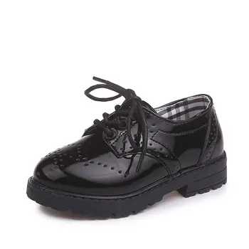 Proljetna Dječje cipele Vintage Londonska Dječje Casual Službena Cipele Od Lakirane Crne, Bijele Boje, Za Dječake i Djevojčice Jesenski Modni Obuće Na Mekom Potplatima